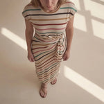 Hushmode - Striped Waist Tie Maxi Dress 3