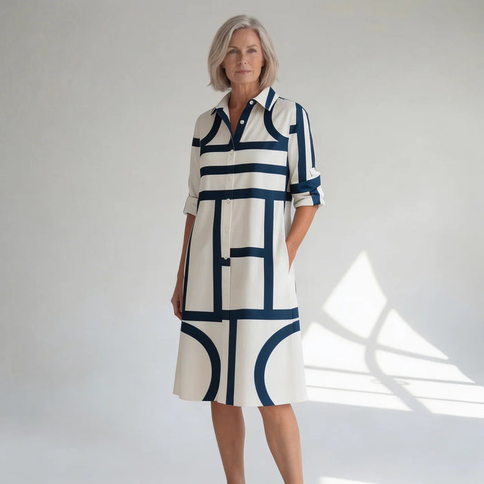 Hushmode - Geometric Midi Dress Blue