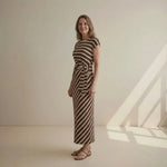 Hushmode - Earth-Tone Stripe Maxi Dress 2