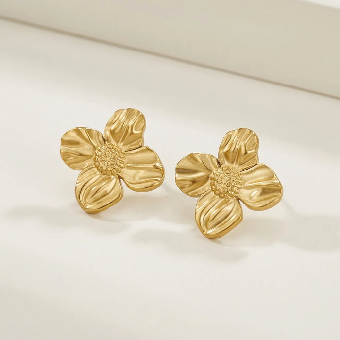 Hushmode - 18K Gold Flower Earrings