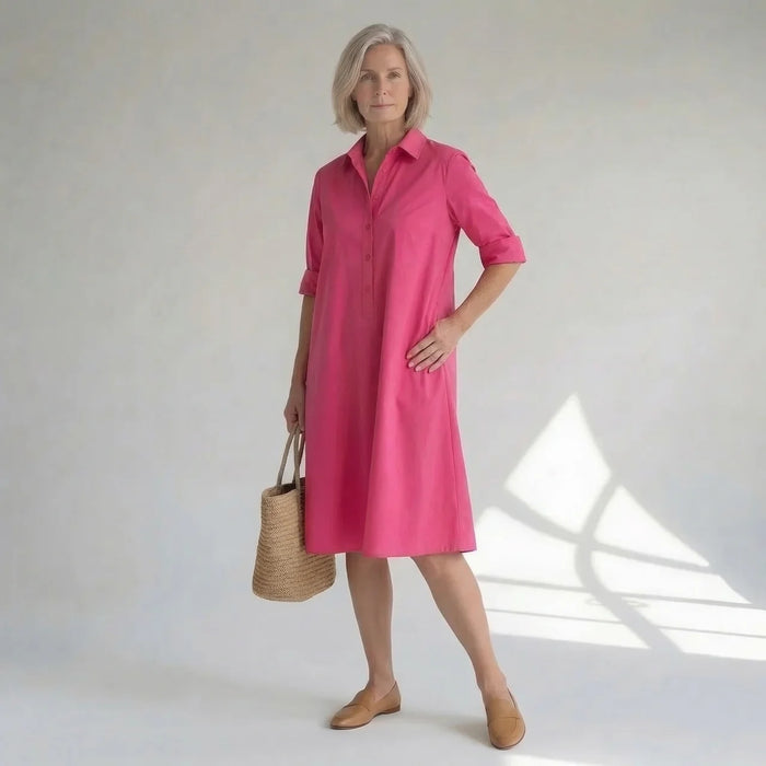 Hushmode - Pink Midi Shirt Dress