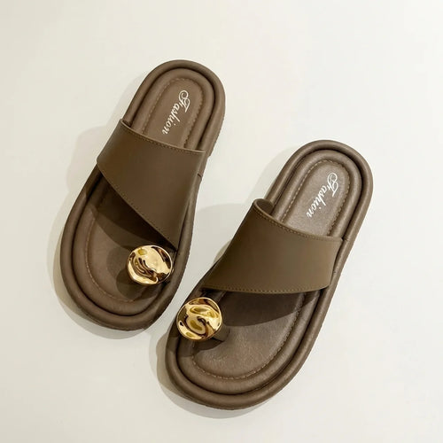 Hushmode - Sculpted Gold Accent Sandals