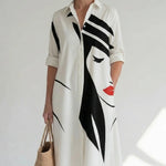 Hushmode - Artistic Print Midi Shirt Dress 2
