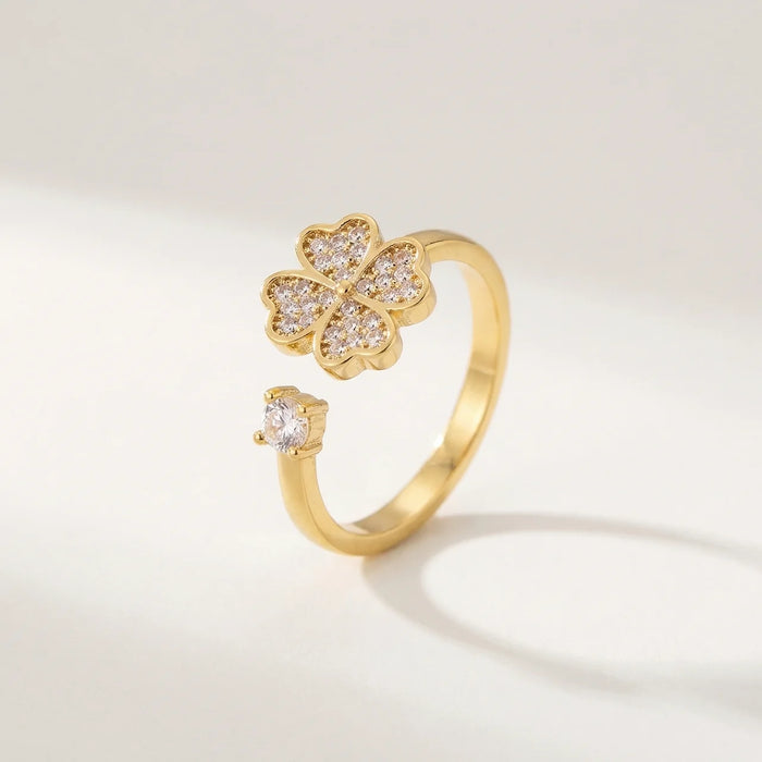 Hushmode - Spinning four-leaf clover ring