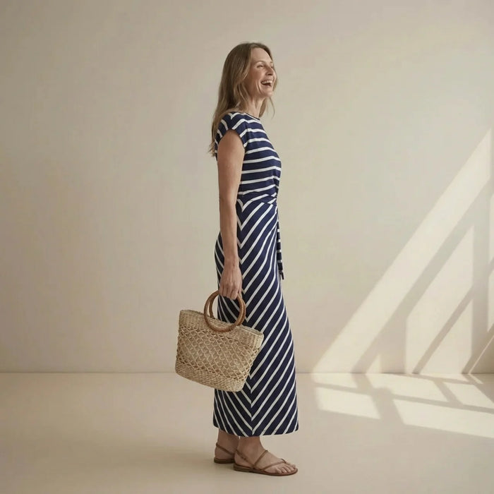 Hushmode - Navy Stripe Maxi Dress