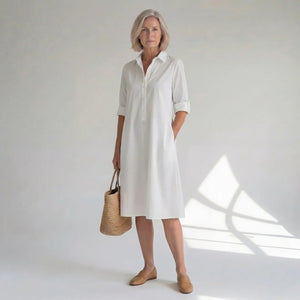 Hushmode - Minimal Elegance Midi Shirt Dress