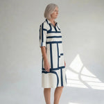Hushmode - Geometric Midi Dress Blue 2