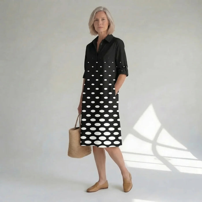 Hushmode - Polka Dot Midi Shirt Dress
