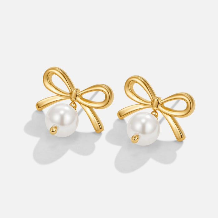 Hushmode - Bow Pearl Earrings