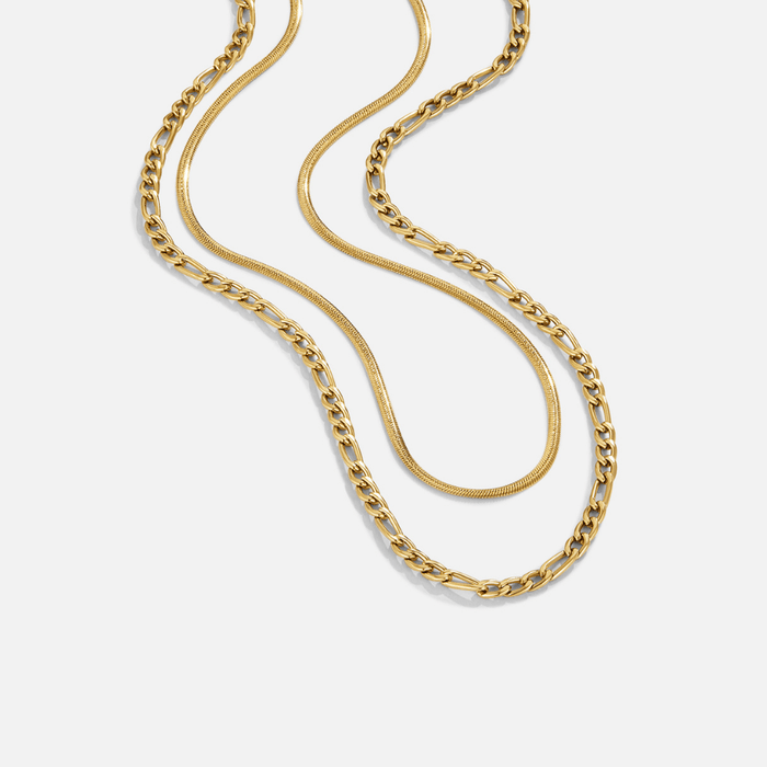 Hushmode - Layered Figaro Chain Necklace