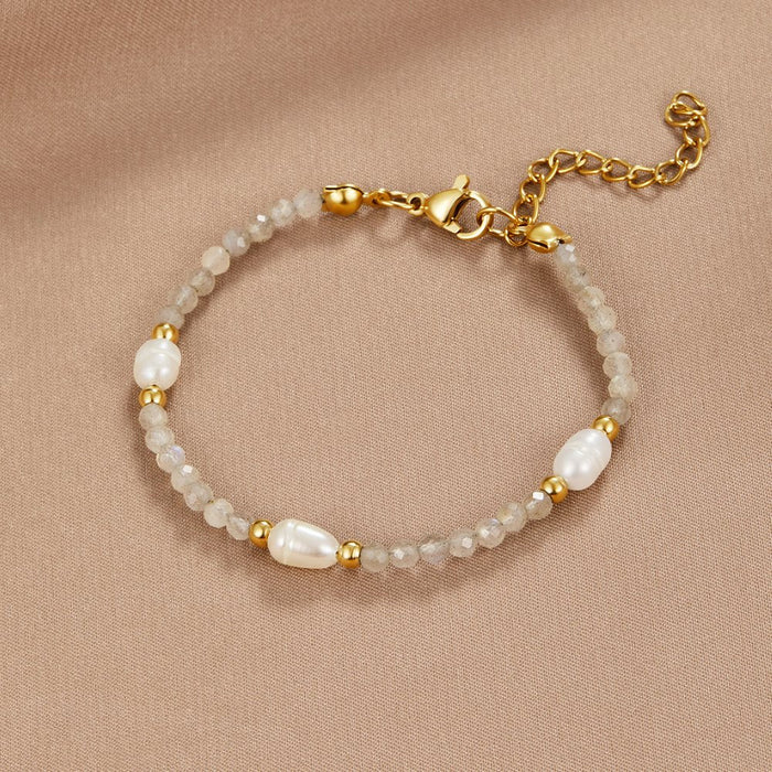 Hushmode - Moonstone & Pearl Bead Bracelet