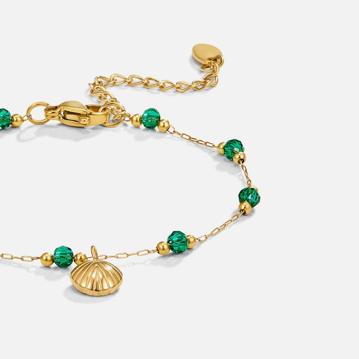 Hushmode - Nerissa Gold Shell & Green Bead Bracelet