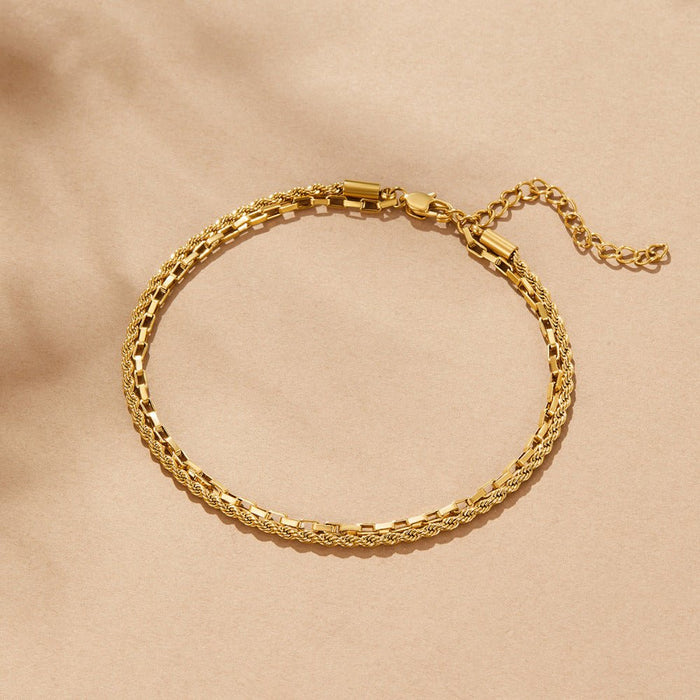 Hushmode - Nora Layered Box Chain Anklet