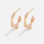 Hushmode - Pink Mother of Pearl Twist Hoop Earrings 1