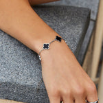Hushmode - Silver Black Clover Bracelet 2