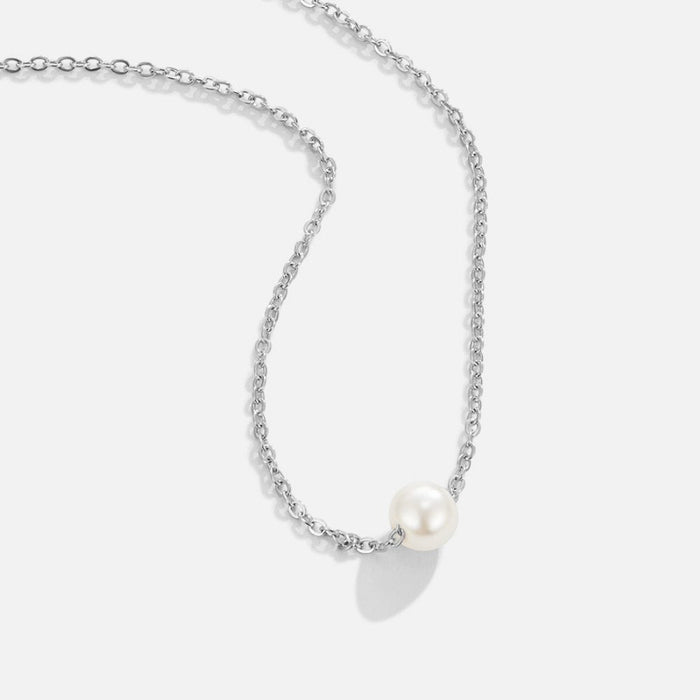 Hushmode - Solitaire Silver Pearl Necklace