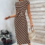 Hushmode - Earth-Tone Stripe Maxi Dress 3