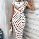 Hushmode - Striped Waist Tie Maxi Dress 4
