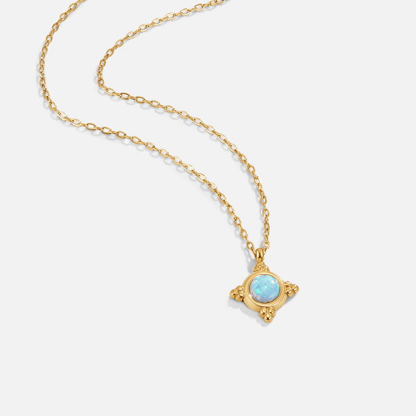 Hushmode - Vintage Blue Opal Pendant Necklace