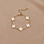 Hushmode - Gold White Clover Bracelet 4