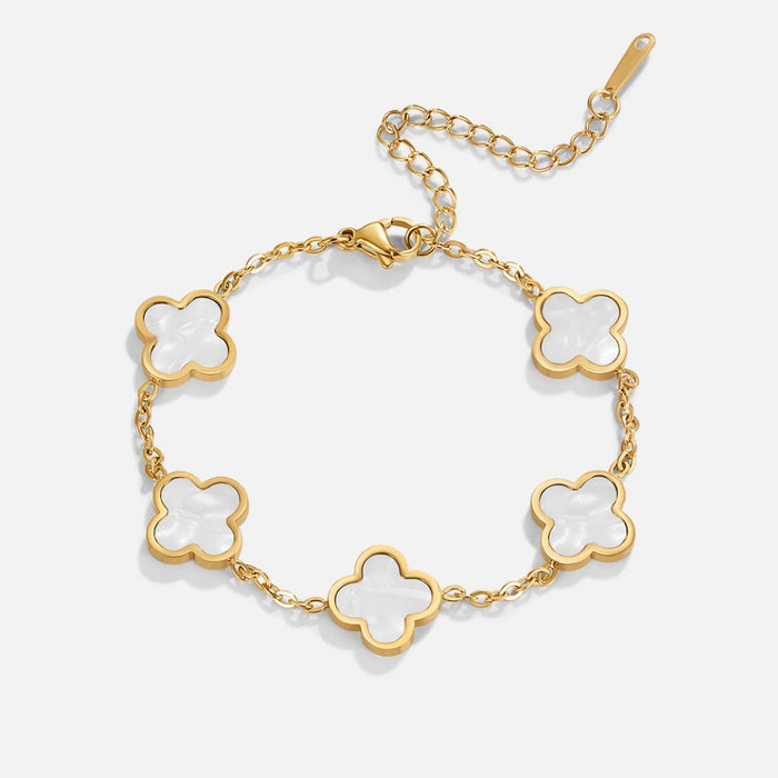 Hushmode - Gold White Clover Bracelet