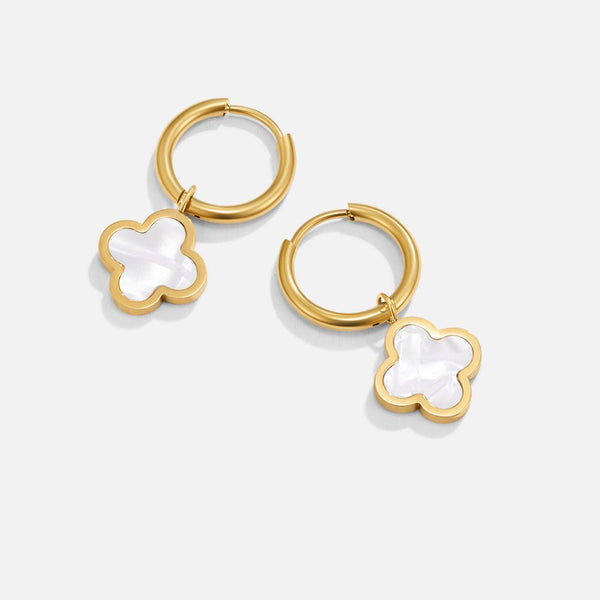 Hushmode - White Clover Hoop Earrings
