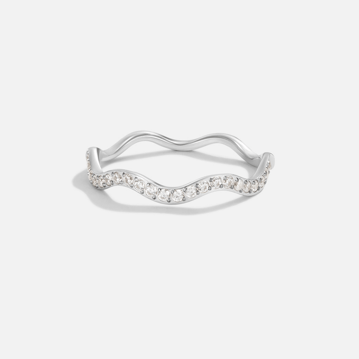 Hushmode -  Crystal & Silver Wave Ring